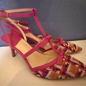Alex Marie Pink and Multicolor Strappy Heels